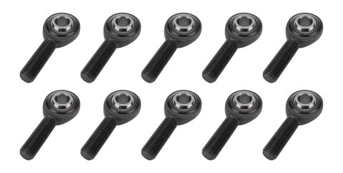 Rod End - Pro Series - Spherical - 1/2 in Bore - 1/2-20 in Left Hand Male Thread - PTFE Lined - Chromoly - Black Oxide - Set of 10
