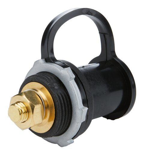 Remote Battery Terminal - Top Post - 1.25 in Diameter Hole - 3/8-16 in Stud - Rubber Cap - Black - Set of 25