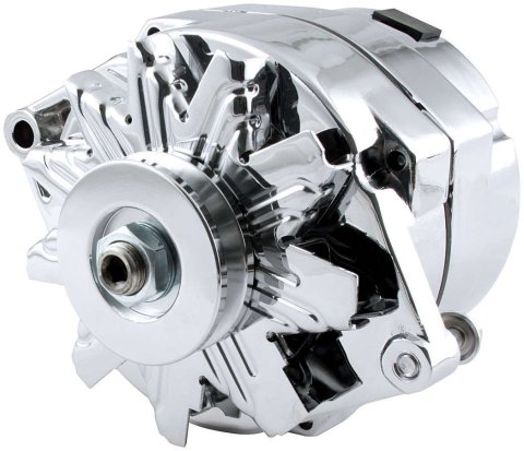 Alternator - 100 amps - 12V - 1-Wire - Single V-Belt Pulley - Aluminum Case - Chrome - GM - Each