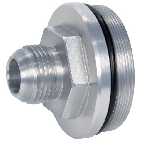 Oil Filter End Cap - 12 AN Male to 1-13/16-20 in Male - Aluminum - Clear Anodized - Allstar In-Line Oil Filters - Each