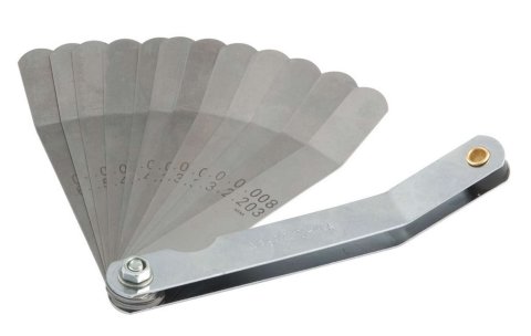 Feeler Gauge - Angled - SAE / Metric Sizing - Steel - Chrome / Natural - Kit