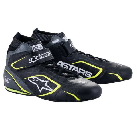 Driving Shoe - Tech 1-T V3 - Mid-Top - SFI 3.3/5 - Leather Outer - Nomex Inner - Black / Fluorescent Yellow - Size 7 - Pair