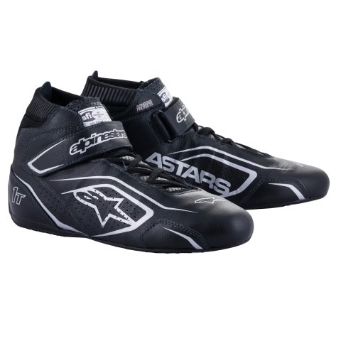 Driving Shoe - Tech 1-T V3 - Mid-Top - SFI 3.3/5 - Leather Outer - Nomex Inner - Black / Silver - Size 9.5 - Pair
