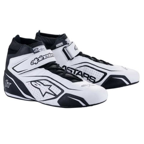 Driving Shoe - Tech 1-T V3 - Mid-Top - SFI 3.3/5 - Leather Outer - Nomex Inner - White / Black - Size 9 - Pair