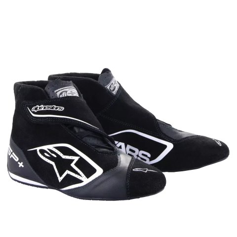 Driving Shoe - SP+ - High-Top - SFI 3.3 - FIA Approved - Suede / Leather Outer - Fire Retardant Fabric Inner - Black / White - Size 12 - Pair