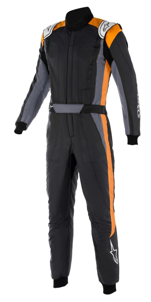 Driving Suit - GP Pro Comp V2 - 1-Piece - FIA Approved - Multi-Layer - Aramid - Black / Fluorescent Orange - Size 56 - Large / X-Large - Each