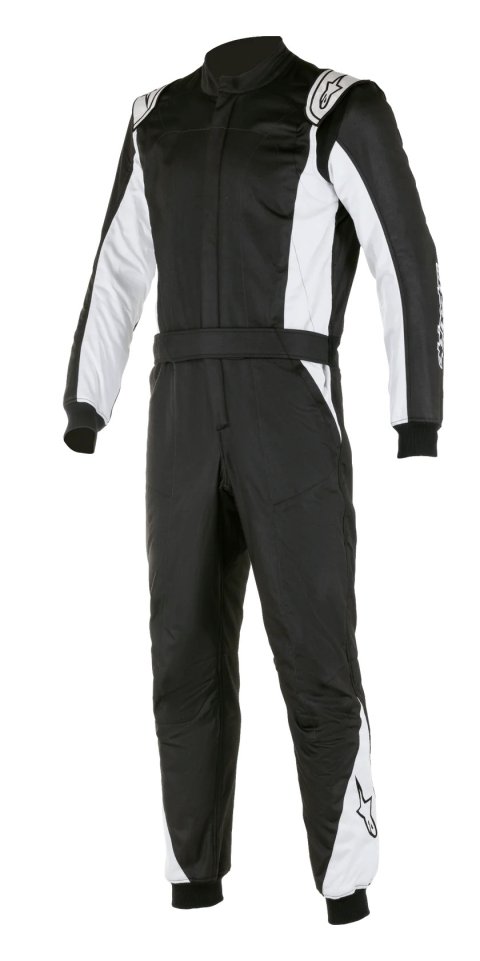 Driving Suit - Atom - 1-Piece - FIA Approved - Double Layer - Aramid - Black / White - Size 50 - Small / Medium - Each
