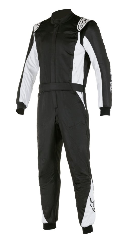 Driving Suit - Atom - 1-Piece - FIA Approved - Double Layer - Aramid - Black / White - Size 62 - X-Large / 2X-Large - Each