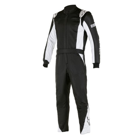 Driving Suit - Atom - 1-Piece - SFI 3.2A/5 - Boot-Cut - Dual Layer - Aramid - Black / Silver - Size 46 - X-Small / Small - Each