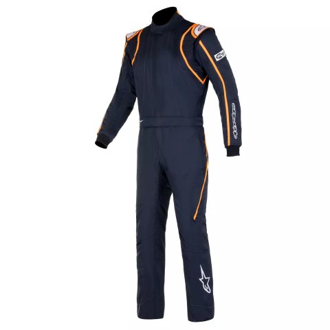 Driving Suit - GP Race V2 - 1-Piece - FIA Approved - Multi-Layer - Aramid - Black / Orange - Size 64 - 2X-Large - Each
