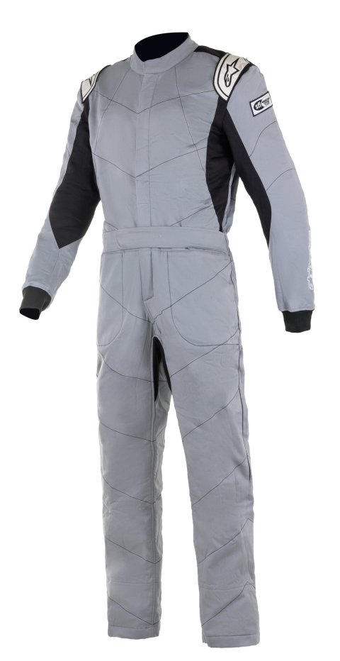 Driving Suit - Knoxville V2 - 1-Piece - SFI 3.2A/5 - Boot-Cut - Triple Layer - Fire Retardant Fabric - Gray / Black - Size 62 - X-Large / 2X-Large - Each