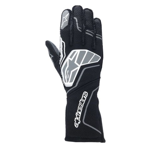Driving Gloves - Tech-1 ZX V4 - SFI 3.3/5 - FIA Approved - Touchscreen Compatible - Elastic Cuff - Black / Gray - Medium - Pair