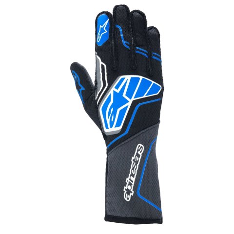Driving Gloves - Tech-1 ZX V4 - SFI 3.3/5 - FIA Approved - Touchscreen Compatible - Elastic Cuff - Black / Gray / Blue - Medium - Pair