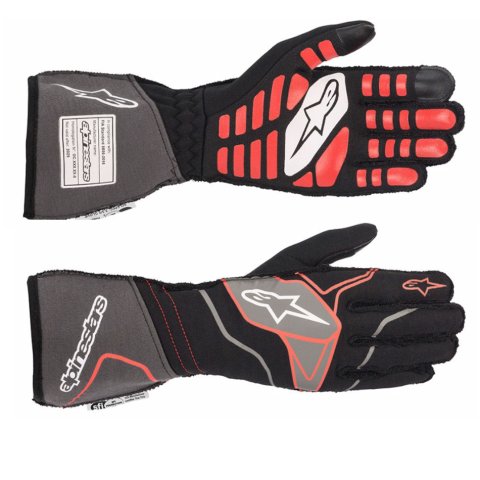 Driving Gloves - Tech-1 ZX v2 - SFI 3.3/5 - FIA Approved - Aramid - Touchscreen Compatible - Elastic Cuff - Black / Red - Small - Pair