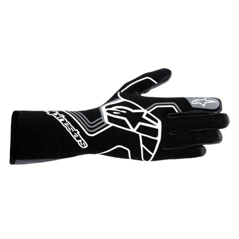 Driving Gloves - Tech-1 Race V4 - SFI 3.3/5 - FIA Approved - 2 Layer - Aramid / Silicone - Elastic Cuff - Black / Gray - X-Large - Pair