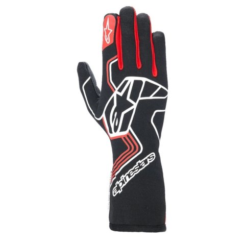 Driving Gloves - Tech-1 Race V4 - SFI 3.3/5 - FIA Approved - 2 Layer - Aramid / Silicone - Elastic Cuff - Black / Red - Small - Pair