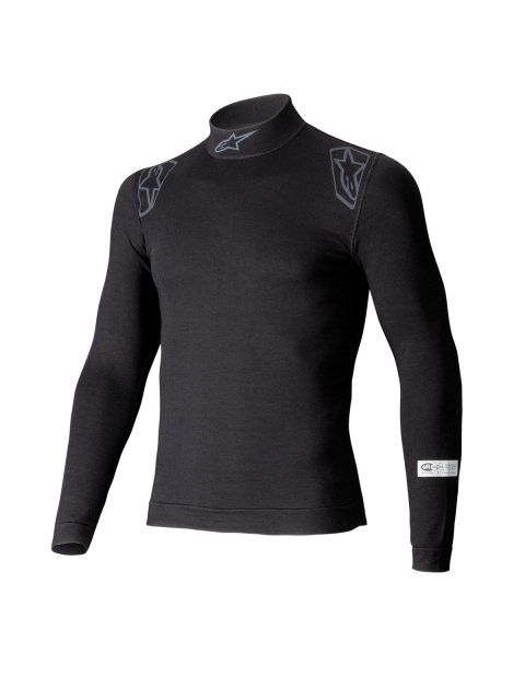 Underwear Top - ZX EVO V3 - SFI 3.3 - FIA Approved - Long Sleeve - High Collar - Lenzing FR - Black - Medium / Large - Each