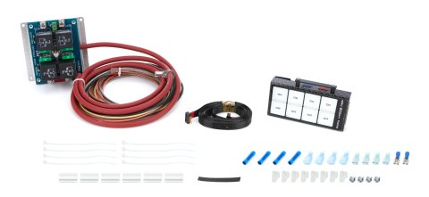 Switch Panel - Model 4003 - Dash Mount - 4.875 x 2.375 in - 4 Flat Switches - Fused - Indicator Lights - Relay Board / Wiring Included - Carbon Fiber