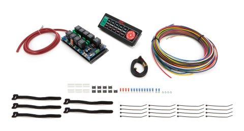 Switch Panel - Roll Bar Mount - 8.75 x 3.25 in - 7 Flat Switches - Fused - Indicator Lights - Relay Board / Wiring Included - Blue Interior Light - Ca