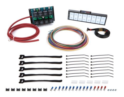 Switch Panel - Model 8003 - Overhead Mount - 8.75 x 2.375 in - 8 Flat Switches - Fused - Indicator Lights - Relay Board / Wiring Included - Carbon Fib