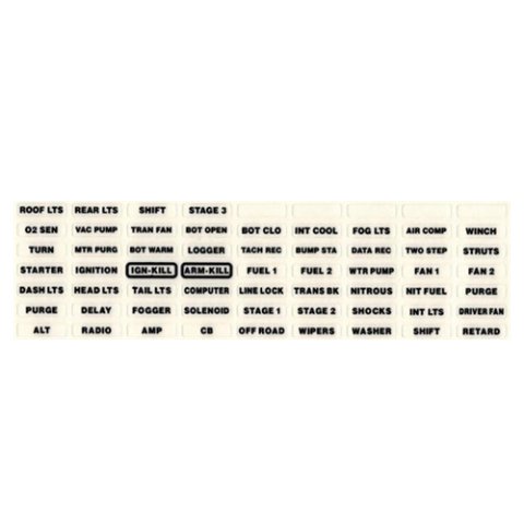 Switch Panel Label Sheet - White Face - ARC Switch Panels - Each