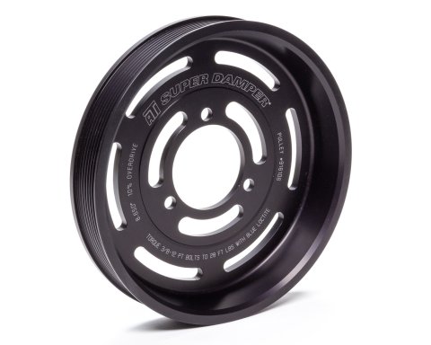 Crankshaft Pulley - Supercharger Drive - Serpentine - 8-Rib - 8.69 in Diameter - Aluminum - Black Anodized - ATI Damper - GM GenV LT-Series - Cadillac CTS-V 2016-18 - Each