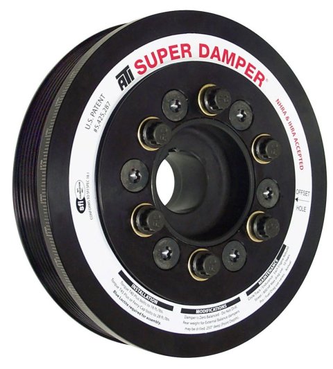 Harmonic Balancer - Serpentine Super Damper - 6.780 in OD - SFI 18.1 - AC Pulley - Aluminum / Steel - Black - Internal Balance - GM LS-Series - Each