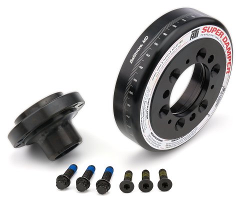 Harmonic Balancer - Super Damper - 6.325 in OD - SFI 18.1 - Aluminum / Steel - Black - Internal Balance - Small Block Chevy / Pontiac 4-Cylinder - Each