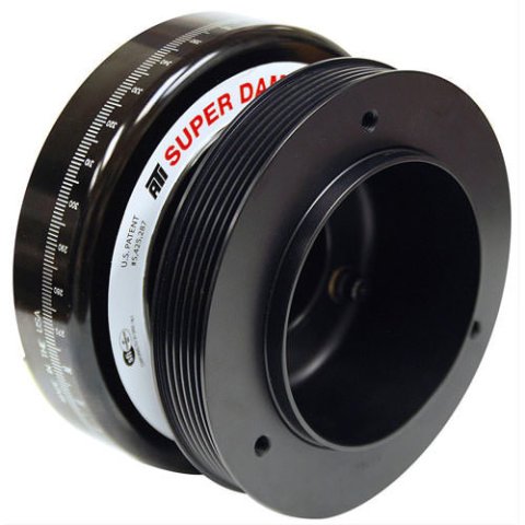 Harmonic Balancer - Serpentine Super Damper - 7.074 in OD - SFI 18.1 - Aluminum / Steel - Black - Internal Balance - Buick V6 - Each