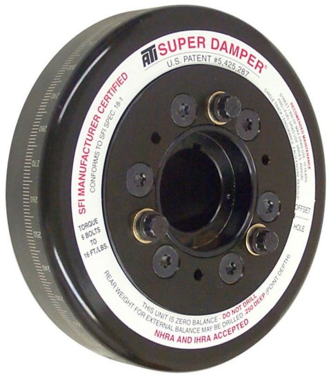 Harmonic Balancer - Super Damper - 7.074 in OD - SFI 18.1 - Steel - Black Oxide - Internal Balance - Small Block Chevy - Each