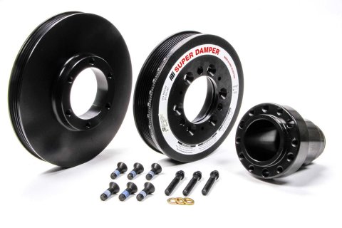 Harmonic Balancer - Serpentine Super Damper - 6.780 in OD - SFI 18.1 - AC Pulley - Aluminum / Steel - Black - Internal Balance - GM LS-Series - Each