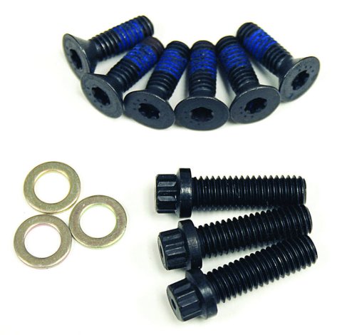 Harmonic Balancer Bolt - Three 3/8-16 in Thread - Six 5/16-18 in Thread - Washers Included - Chromoly - Black Oxide - ATI Super Damper - Small Block Chevy - Kit