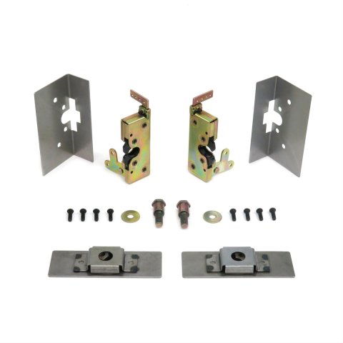 Door Latch - Large Bear Claw - Manual Locking - Hardware / Strikers Included - Steel - Cadmium - Kit