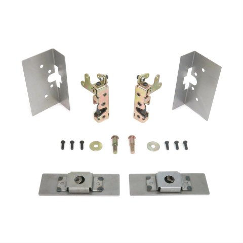 Door Latch - Small Bear Claw - Manual Locking - Hardware / Strikers Included - Steel - Cadmium - Kit