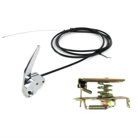 Hood Latch Kit - Mounting Hardware Included - Steel - Chrome - Universal - Kit