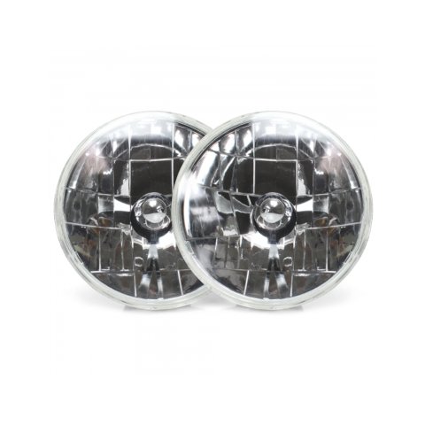 Headlight - Snake Eye - 7 in OD - H4 Bulb - Glass - Universal - Pair