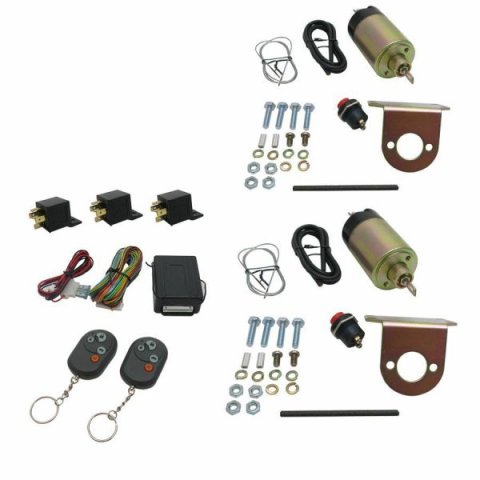 Shaved Door Handle Kit - 2-Doors - 8 Function - 35 lb Solenoids - Harness / Receivers / Remotes Included - Universal - Kit