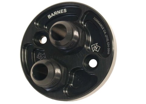 Oil Filter Adapter - Blockoff - Bolt-On - 12 AN Male Inlet - Aluminum - Black Anodized - Small Block Chevy - Each