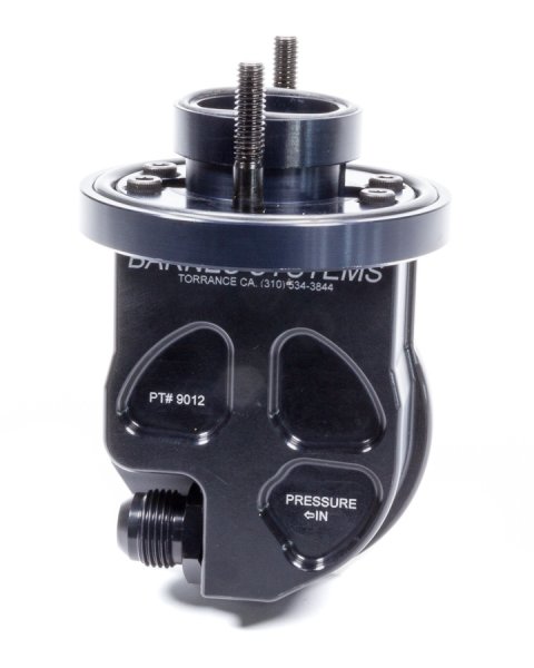 Oil Filter Adapter - 90 Degree - 10 AN Male Inlet - 5/16 in Bolts Included - Aluminum - Black Anodized - Each