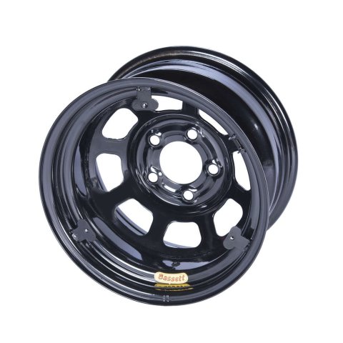 Wheel - D-Hole - 15 x 8 in - 2.000 in Backspace - 5 x 5.00 in Bolt Pattern - Mud Cover Tabs - IMCA Approved - Steel - Black Powder Coat - Each