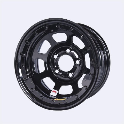 Wheel - D-Hole - 15 x 8 in - 4.750 in Backspace - 5 x 4.75 in Bolt Pattern - Beadlock - IMCA Approved - Steel - Black Powder Coat - Each