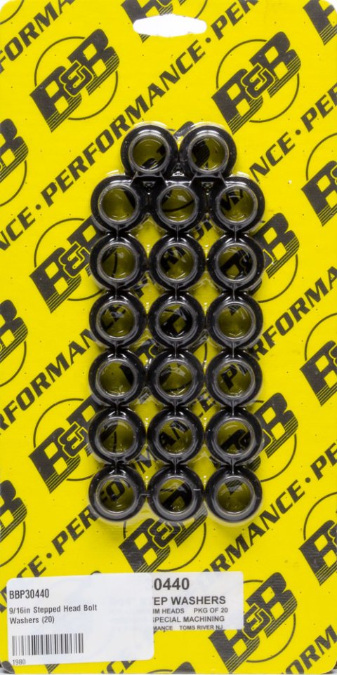 Head Bolt Washer - 0.995 in OD - 0.563 in ID - 0.685 in Insert OD - 0.195 in Thick - Chromoly - Black Oxide - Head Bolt - Aluminum Heads - Set of 20
