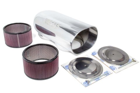 Air Cleaner Assembly - Scoop - 21.125 x 10.5 in Rectangle - 7.25 in Tall - Dual 7-5/16 in Carb Flange - Aluminum - Polished - Kit