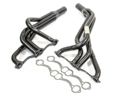 Headers - Dirt Late Model - 1.625 to 1.75 in Primary - 3 in Collector - Gaskets Included - Steel - Black Paint - Small Block Chevy - Pair