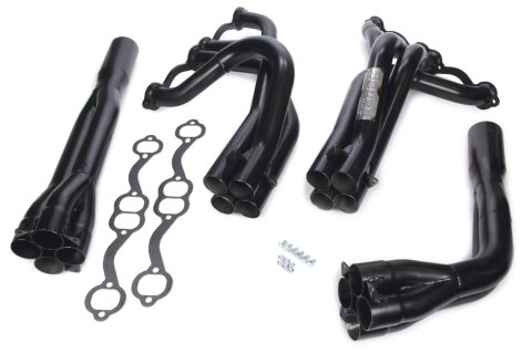 Headers - Dirt Late Model - Tri-Y - 1.75 to 1.875 in Primary - 3 in Collector - Gaskets Included - Steel - Black Paint - 23 Degree Head - Small Block Chevy - Kit