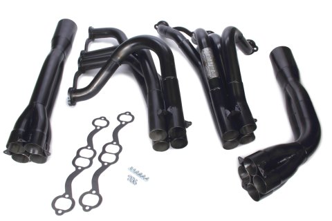 Headers - Dirt Late Model - Tri-Y - 1.75 to 1.875 to 2 in Primary - 3.5 in Collector - Gaskets Included - Steel - Black Paint - 23 Degree Head - Small Block Chevy - Kit