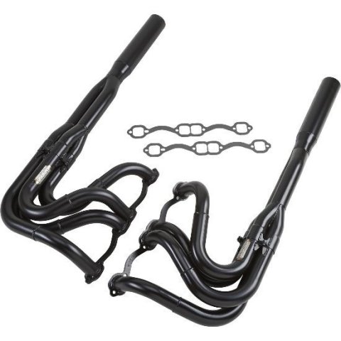 Headers - Dirt Sprint Car - 1.75 to 1.875 in Primary - 3 in Collector - Gaskets / Hardware Included - Steel - Black Paint - Small Block Chevy - Pair
