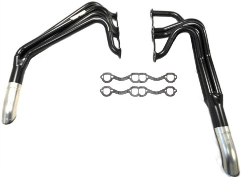 Headers - IMCA-UMP Modified - 1.625 to 1.75 in Primary - 2.75 in Collector - Gaskets Included - Steel - Black Paint - Small Block Chevy - Pair