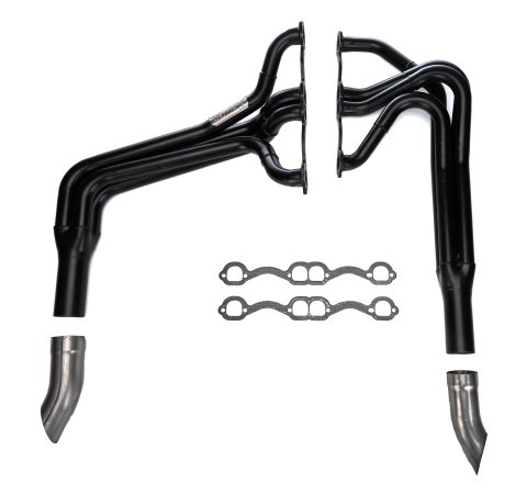 Headers - IMCA-UMP Modified - 1.625 to 1.75 in Primary - 2.75 in Collector - Steel - Black Paint - Small Block Chevy - Pair