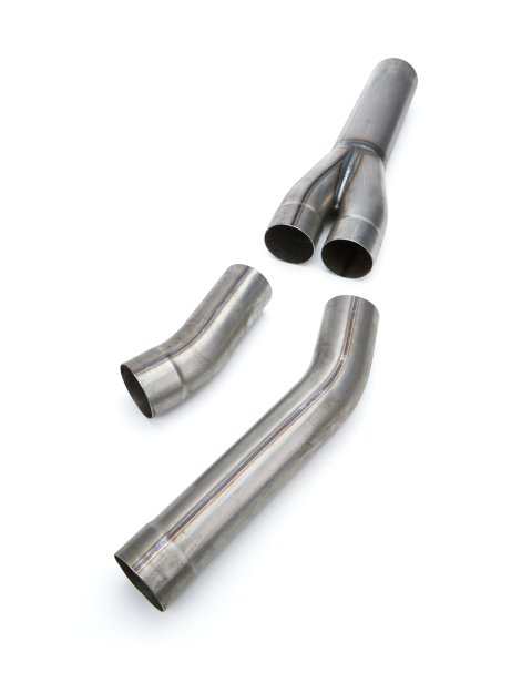 Exhaust Y-Pipe - 3.125 in Inlet - 3.5 in Outlets - Steel - Natural - Kit